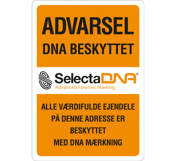 SelectaDNA Dør / Postkasse Sikringsmærke 9,5 x 14,0 cm.
